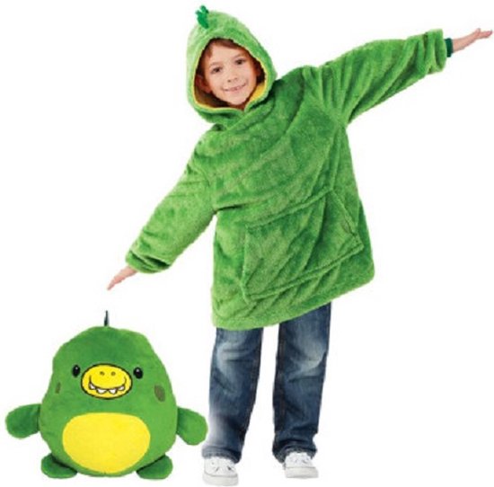 Hoodie Knuffel - Groene Hoodie Deken - Warme Deken met Mouwen - Ultrazachte Fleece Deken met Mouwen - Plaid - Huggle Pets - Knuffel/Kussen/Hoodie - Cadeau voor Kinderen - Kerstkado