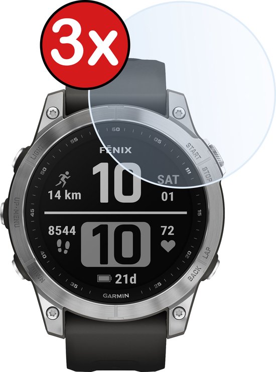 Drie screenprotectors van gehard glas voor Garmin Fenix 7X.