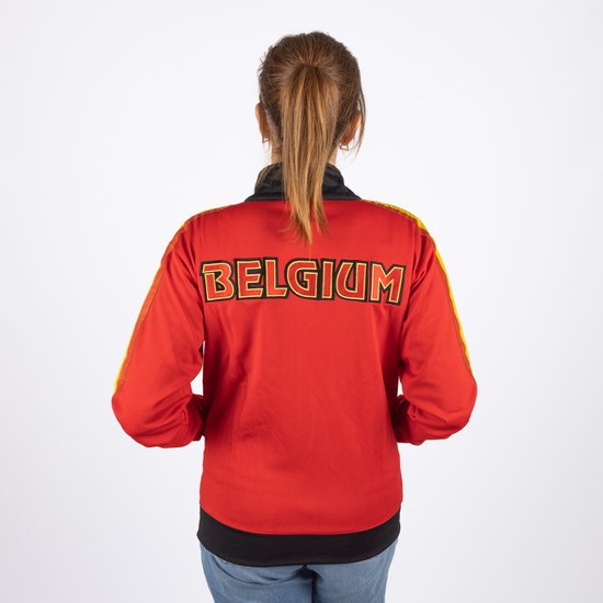 Rood retro jasje Belgie vrouwen mooi afgewerkt met driekleur en label maat Large