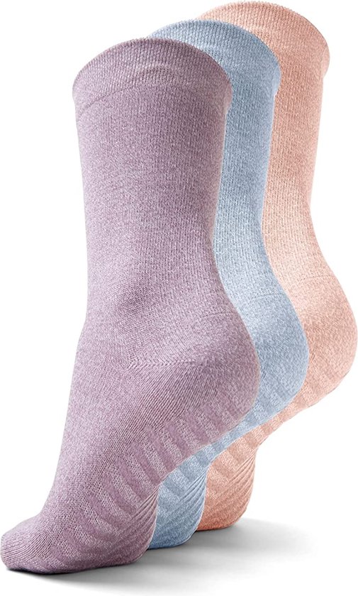 Malinsi Sokken Antislip 3-Pack - 3 Paar Lichte kleuren maat 36-41 - Huissokken Dames en Heren anti slip
