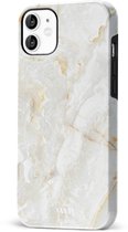 xoxo Wildhearts Marble Off Whites - Double Layer - Hoesje geschikt voor iPhone 11 hoesje - Marmer hoesje - Shockproof base - Beschermhoesje geschikt voor iPhone 11 case - Gebroken wit