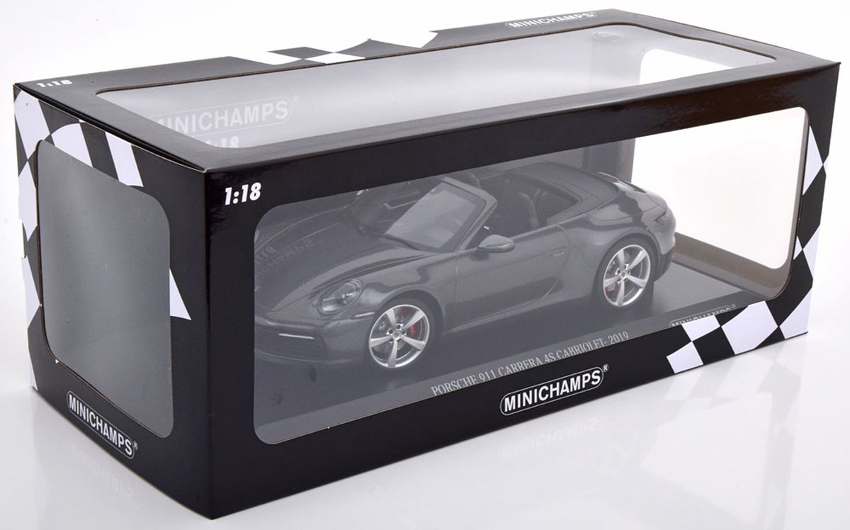 Porsche 911 Carrera 4 Cabriolet Grise, Miniature échelle 1/14, Anson 30306, Zamac, état Neuf