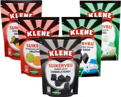 Klene | Mix Suikervrije Drop | Voordeelpakket | 5 x Klene drop zakje (105g)