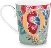 Pip studio mug alphabet - Q - Floral Fantasy bleu clair - mug - 350ml - porcelaine - mug lettre Q - bleu clair