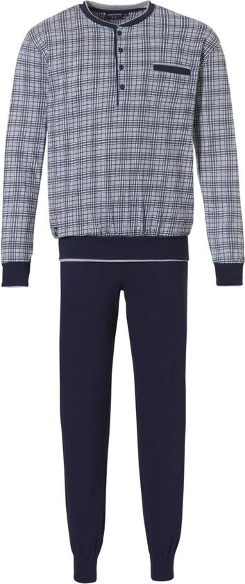 Pastunette for Men - Modern Check - Pyjamaset - Grijs/Blauw - Maat XXL