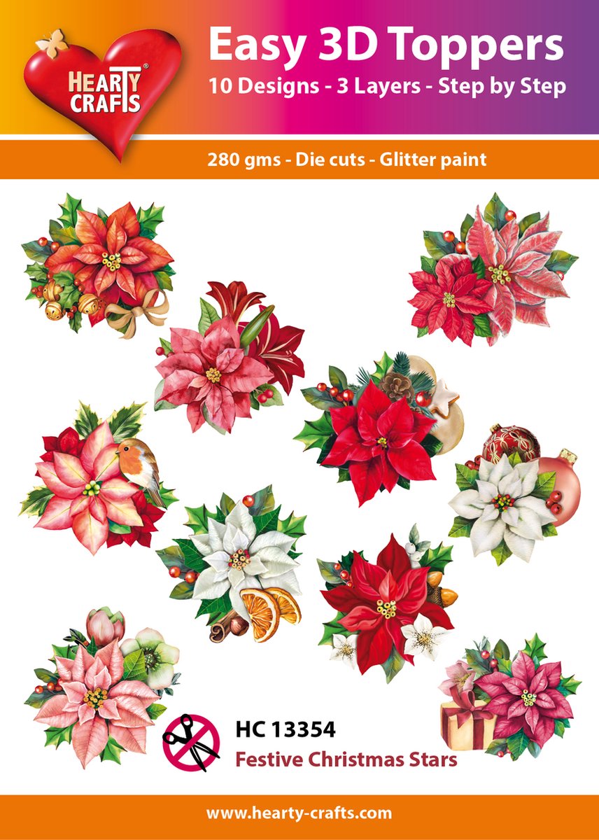 Easy 3D Topper - Feestelijke Kerststerren - HC13354