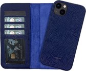 Dutchic iPhone 14 uitneembare leer bookcase hoesje - Marine Blauw