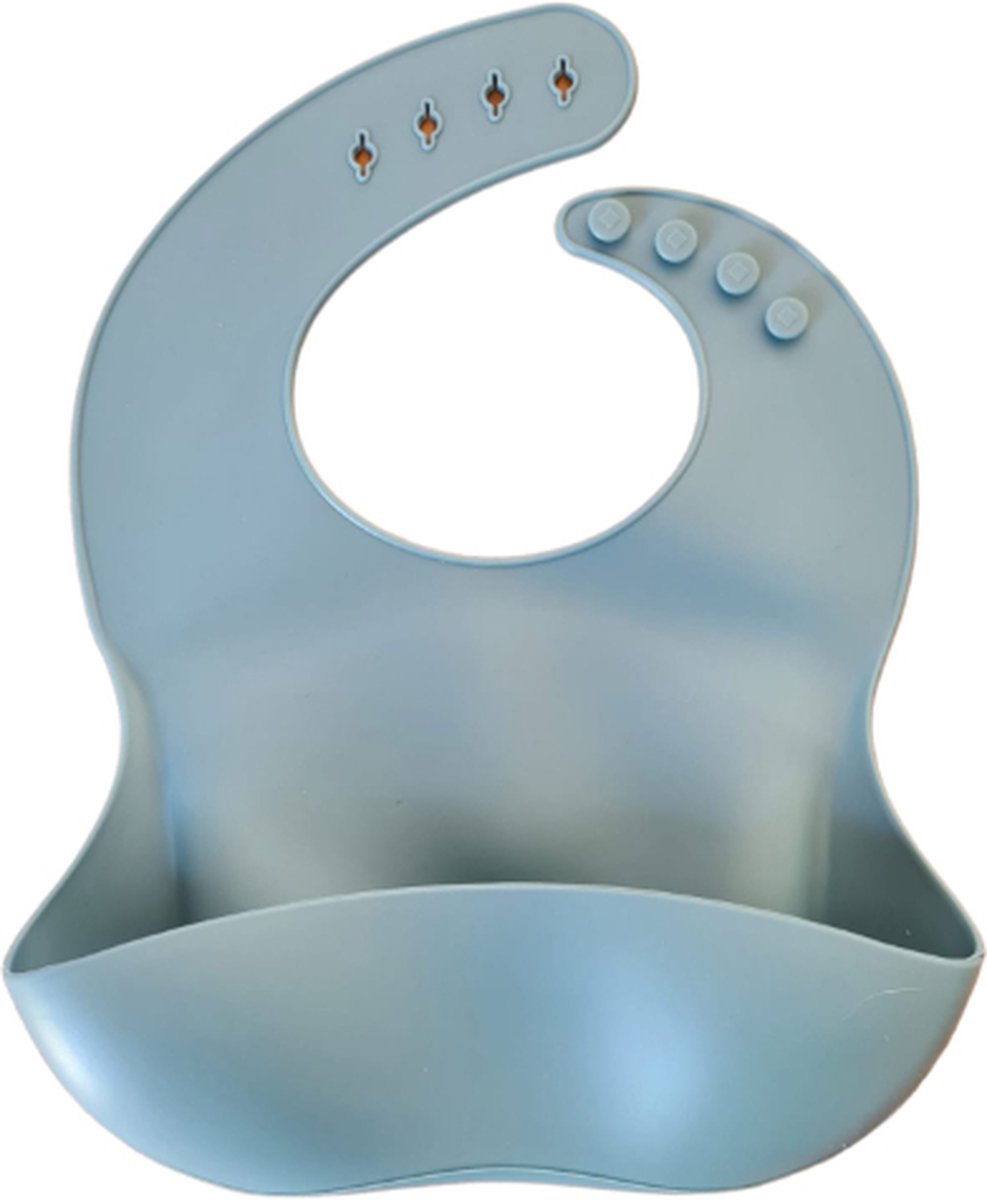 Goedkoopste Silicone slabbetje met opvangbak afwasbaar Smokey Blauw