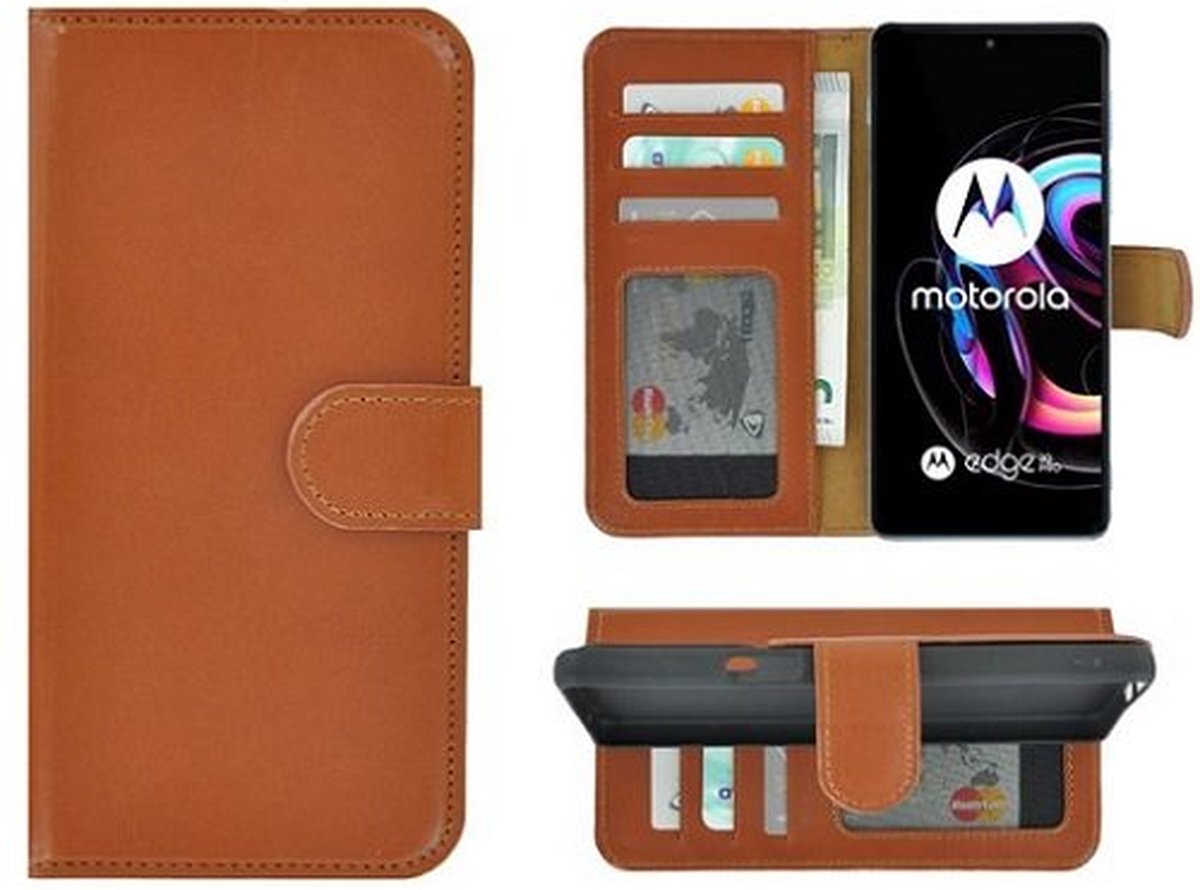 Motorola Edge 20 Pro Hoesje Met Pasjeshouder Bookcase Bruin