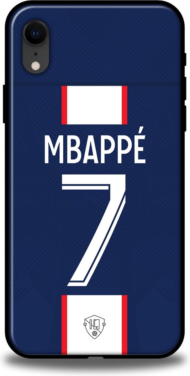 Mbappé PSG hoesje - Apple iPhone XR - Backcover - Softcase - Blauw - Wit