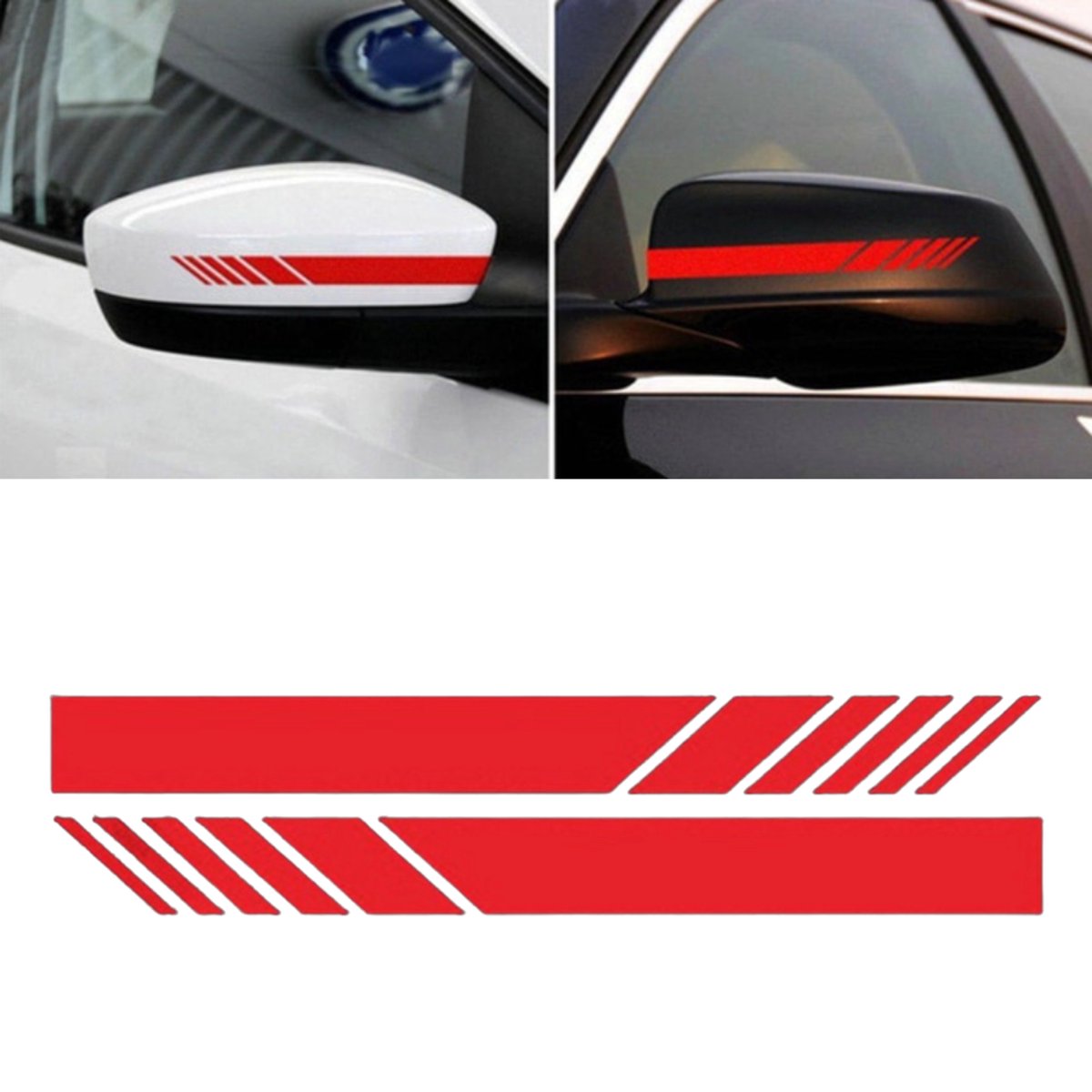 Auto Spiegelkap Stickers Rood - Set van 2 - Spiegelkappen Striping Wrap - Autostickers Zijspiegels - Auto Accessoires Stickers