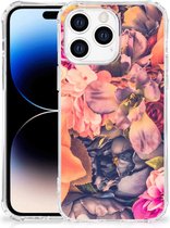 Silicone Case Geschikt voor Apple iPhone 14 Pro Max Smartphone hoesje met doorzichtige rand Bloemen Boeket