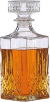Alpina - Carafe à whisky - verre taillé - bouteille carafe - bouteille de stockage de spiritueux avec bouchon - 8,5 x 8,5 x 23 cm - 1L - cadeau de Noël Sinterklaas shoe gift