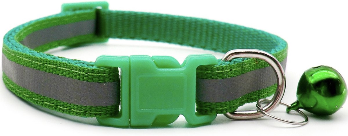 Bijoux by Ive - Groen reflecterend poezen / katten halsbandje met belletje