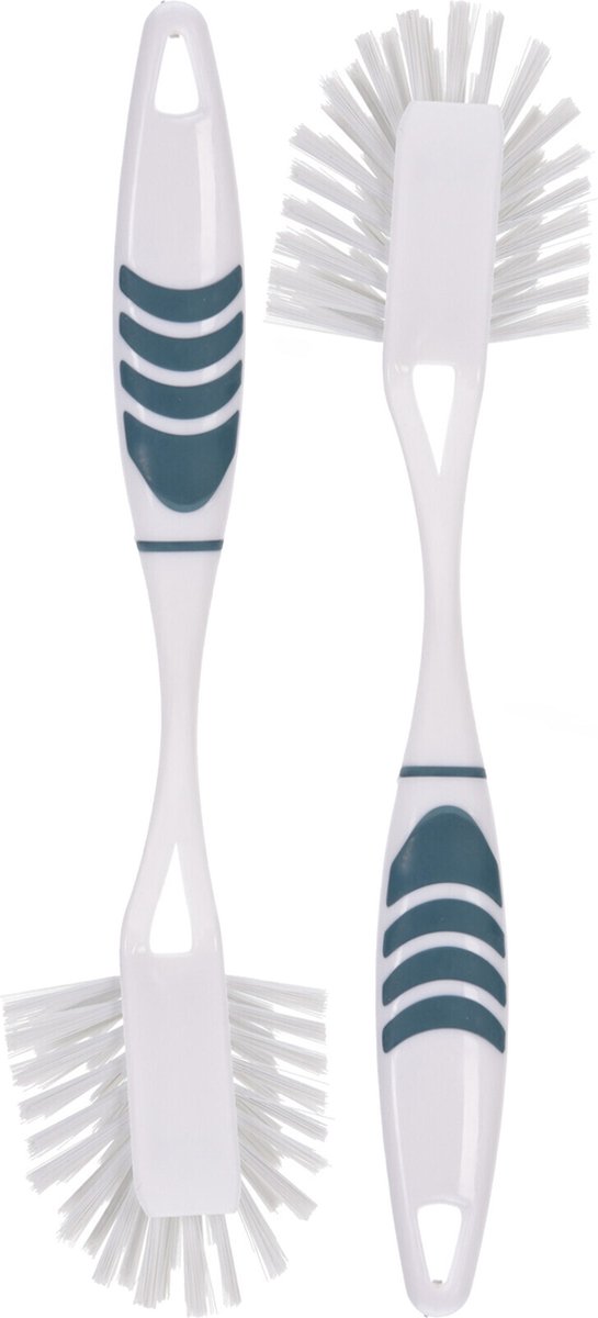Goedkoopste Afwasborstel met ophang lus - 2x stuks - blauw - 29 cm