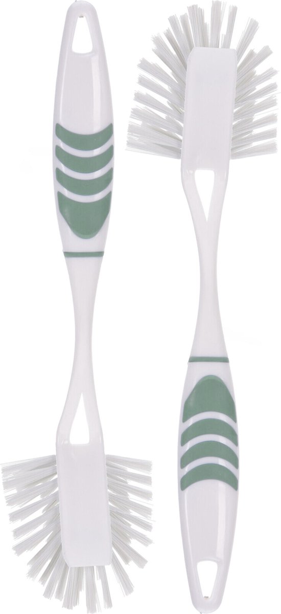 Goedkoopste Afwasborstel met ophang lus - 2x stuks - groen - 29 cm