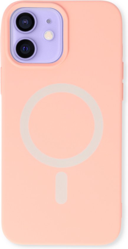 Casemania Hoesje Geschikt voor Apple iPhone 12 & 12 Pro Roze - Magnetische Siliconen Back Cover