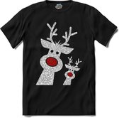Glitter Kerst Buddy's - T-Shirt - Dames - Zwart - Maat XXL