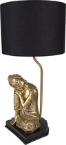 Clayre & Eef Lampe de table Bouddha Ø 26x54 cm Couleur or Noir Plastique Lampe de bureau