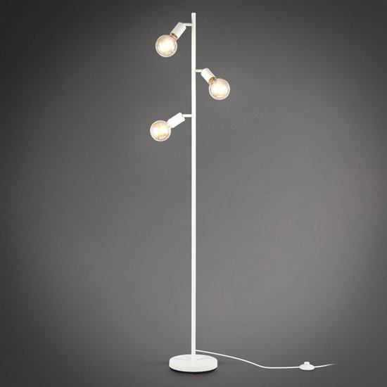 B.K.Licht - Witte Vloerlamp - voor binnen - woonkamer industriële staande lamp... | bol.com