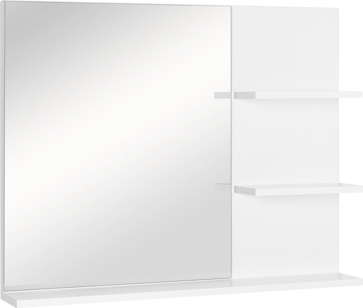 kleankin Badkamerspiegel met 3 opbergruimtes wandspiegel spiegelplank badkamer MDF 834-207