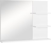 kleankin Badkamerspiegel met 3 opbergruimtes wandspiegel spiegelplank badkamer MDF 834-207