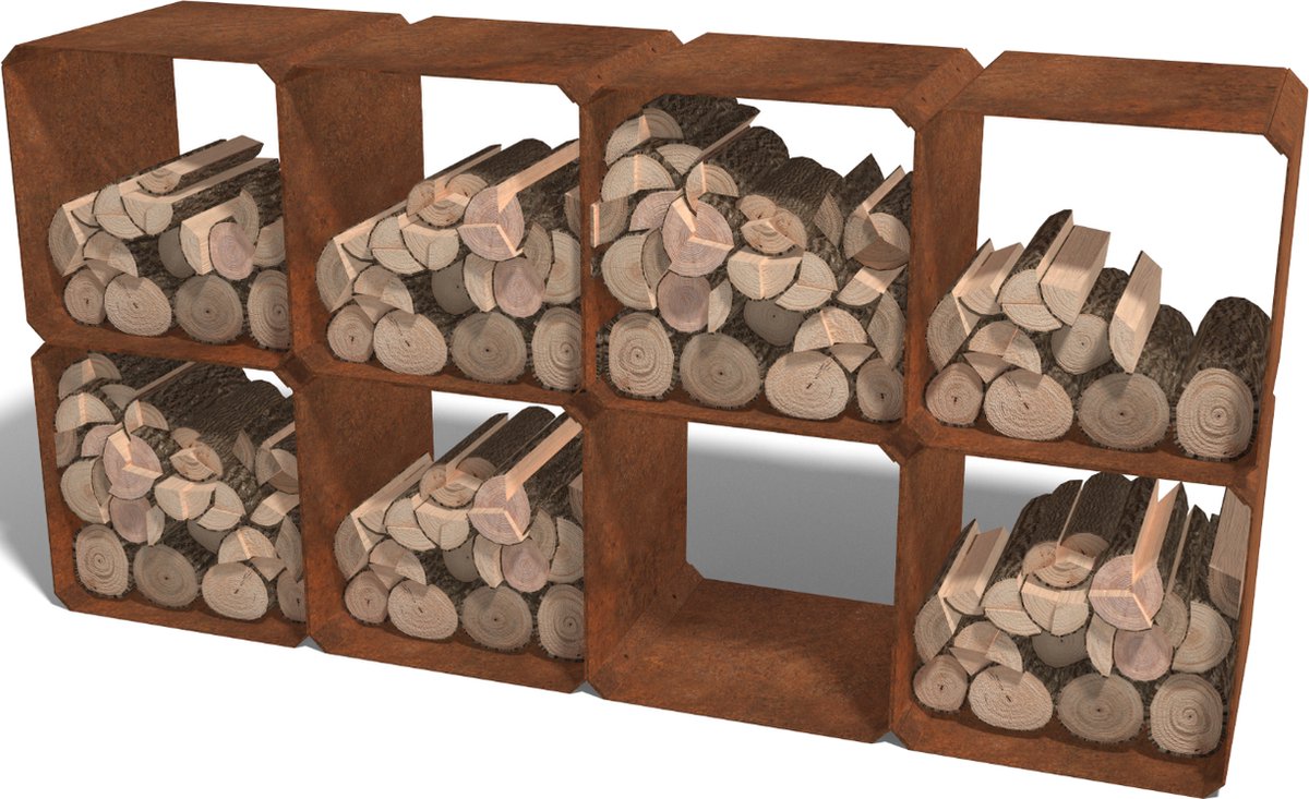 Cortenstaal houtopslag - Colorado stuks - 160x40x80cm - Roestkleur - MySteel