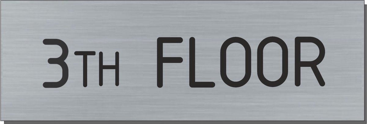 Doorsign - doorplate - deurbord - 3th floor - rectangle - stainless steel look - 5 x 15 cm