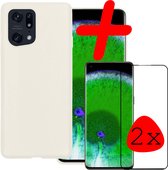 OPPO Find X5 Pro Case Siliconen Back Cover Case With 2x Screen Protector - OPPO Find X5 Pro Case Silicone Case Cover - Wit