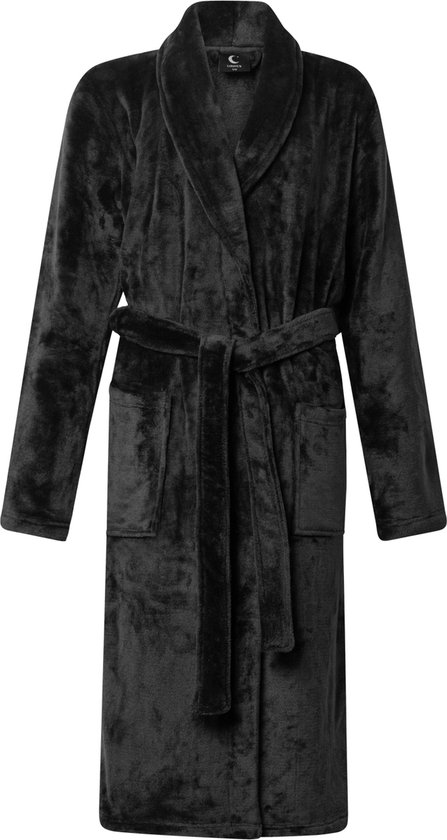 Lunatex - dames badjas - coral fleece - antraciet - XL/XXL