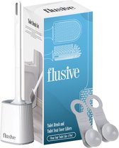Flusive WC Borstel met Houder inclusief Ophangsysteem - Siliconen Toiletborstel - 2 Lifters - Flexibel - Wit