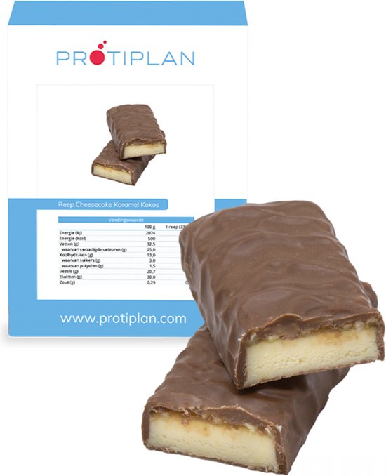 Protiplan Reep Cheesecake Karamel Kokos 7 x 35 gram Low carb snack Eiwitrepen...