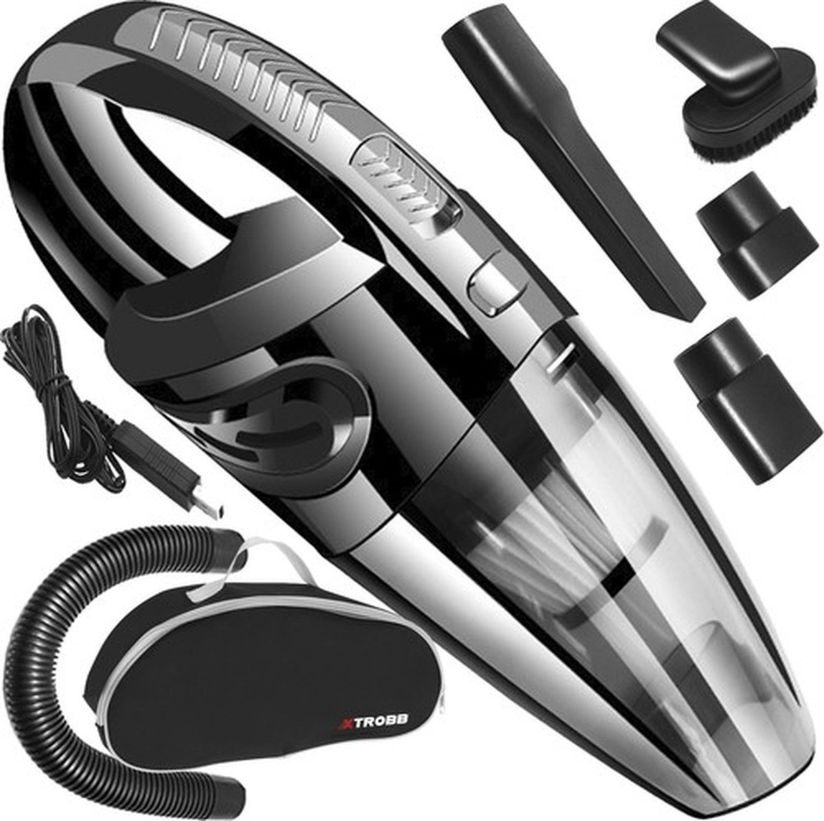 XTROBB - Kruimelzuiger - Vacuumcleaner - Autostofzuiger - USB oplaadbaar - Snoerloos - 120W