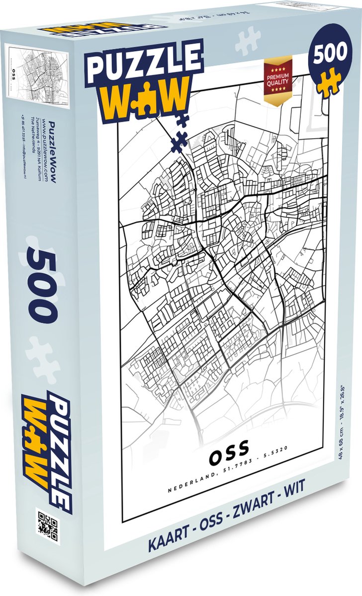 Puzzel Kaart - Oss - Zwart - Wit - Legpuzzel - Puzzel 500 stukjes