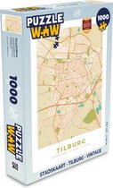 Puzzel Stadskaart - Tilburg - Vintage - Legpuzzel - Puzzel 1000 stukjes volwassenen - Plattegrond