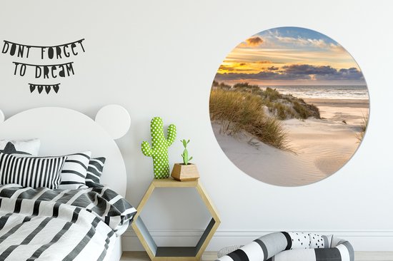 WallCircle - Papier peint cercle - Papier peint autocollant - Plage - Mer - Soleil - Dune - Décoration d'intérieur - 120x120 cm - Papier peint autocollant - Papier peint rond - Décoration murale cercle - Papier peint cercle