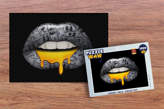 Puzzle Lips - Money - Zwart Wit - Jigsaw puzzle - Puzzle 1000 pièces adultes - Sinterklaas cadeaux - Sinterklaas pour les grands enfants