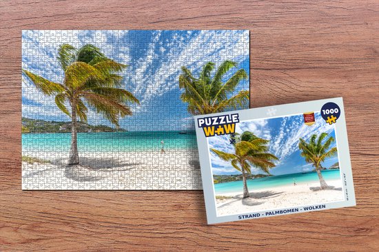 Puzzle Plage - Palmiers - Nuages - Puzzle - Puzzle 1000 pièces adultes