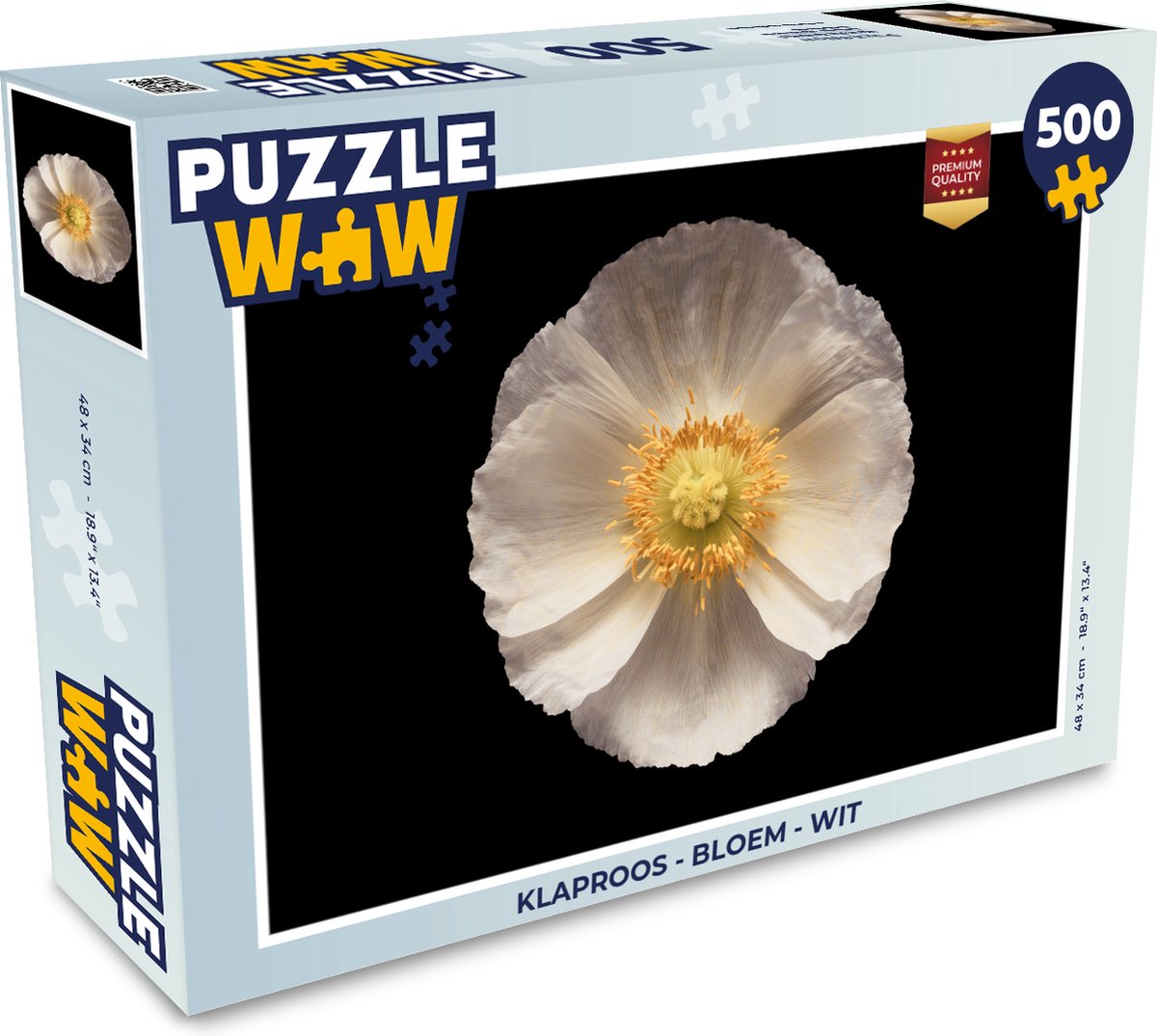 Puzzel Klaproos - Bloem - Wit - Legpuzzel - Puzzel 500 stukjes
