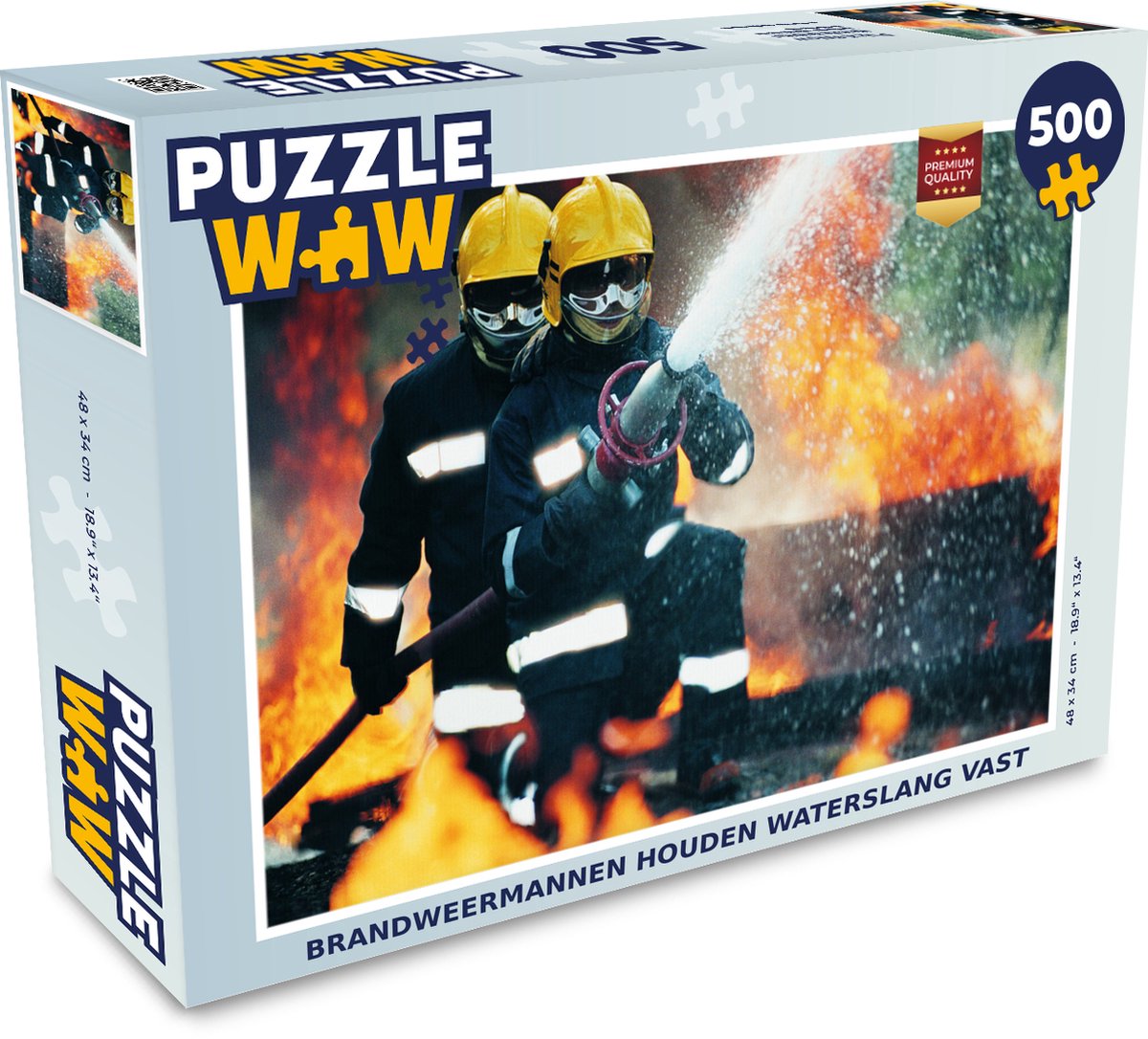 Puzzel Brandweermannen houden waterslang vast - Legpuzzel - Puzzel 500 stukjes