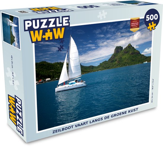 Puzzle Voilier navigue le long de la côte verte - Puzzle - Puzzle 500 pièces