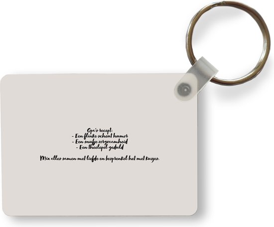 Sleutelhanger - Opa's recept - Quote - Taupe - Uitdeelcadeautjes - Plastic