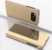 Voor Geschikt voor Xiaomi Poco X3 NFC vergulde spiegel horizontale flip lederen tas met houder (goud)