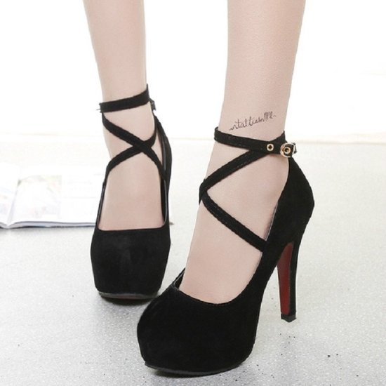 Chaussures pour femmes bout rond talons aiguilles, taille: 40 (noir) | bol
