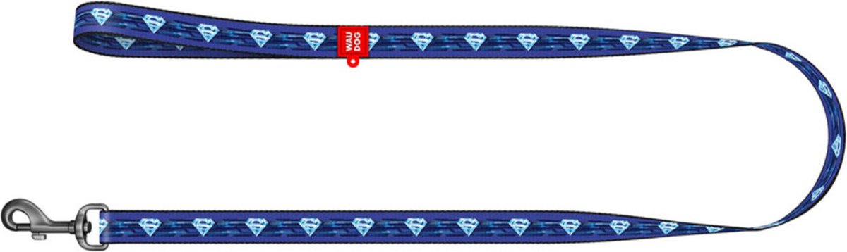 WAUDOG Superman Hondenlijn / Hondenriem - Nylon - Blauw - XS - Breedte: 1 cm - Lengte: 122 cm - Geschikt voor kleine honden