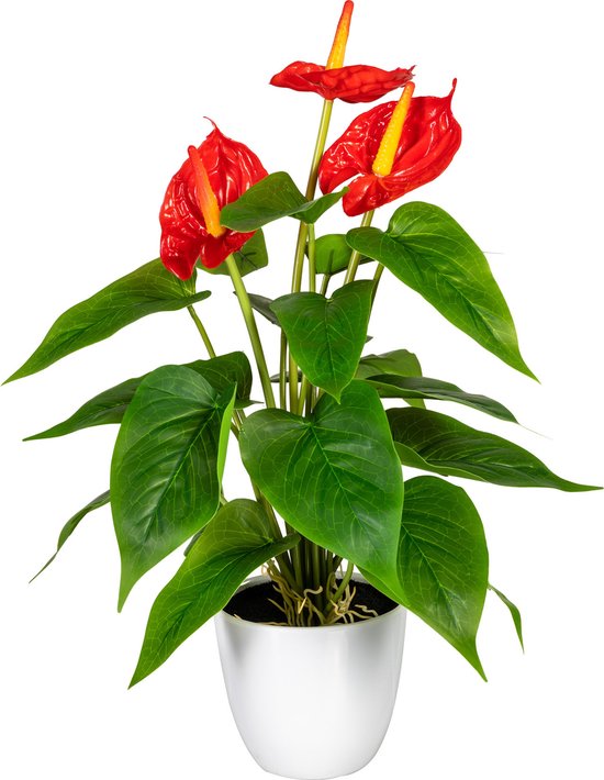 Bellatio flowers & plants Kunstplant - pioenroos Paeonia - 57 cm | Leen