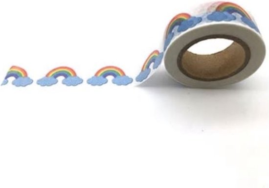 Foto: Masking tape regenboogjes decoratie washi papier tape 15 mm x 10 m