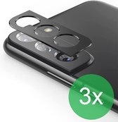 Camerascreenprotector 3x Geschikt voor Samsung Galaxy S21 FE - screen protector - glas - bescherm je camera - beschermglas - Zwart - ZT Accessoires