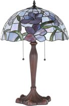 Lampe de table Tiffany Ø 40x60 Plombs Fleurs rondes en plastique de Glas rose Lampe de bureau Tiffany Lampes Tiffany Glas