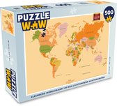 Puzzel Wereldkaart - Kleurrijk - Trendy - Legpuzzel - Puzzel 500 stukjes